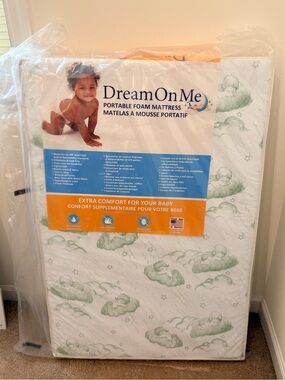 NEW Dream On Me Portable Foam Mattress 3” Playard Mini Crib Waterproof